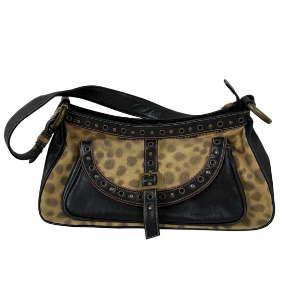 Y2K VINTAGE FINA FIRENZE LEOPARD PRINT LEATHER SHOULDER BAG - Picture 3 of 12